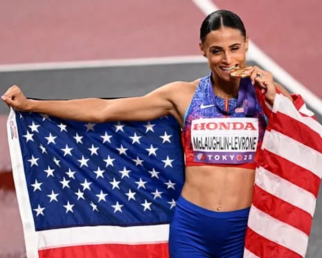 The American sprinter clocks speediest women’s 400m in fourty years to secure gold