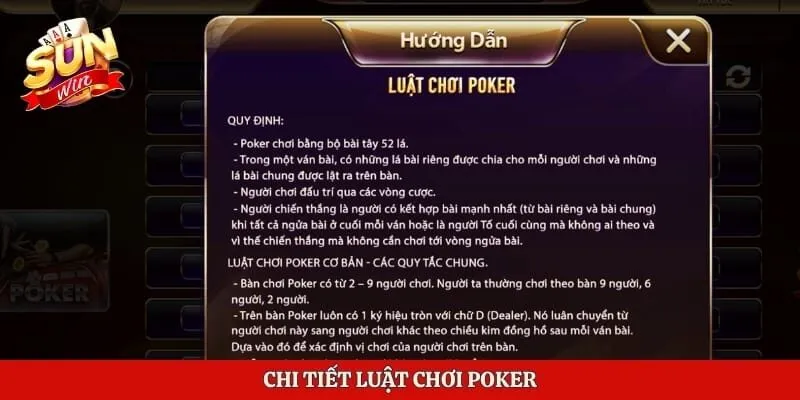 Chi tiết luật chơi Poker