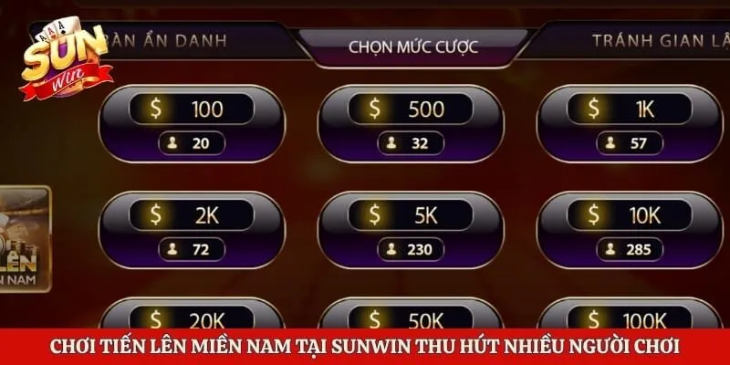 Chơi tiến lên miền Nam tại Sunwin thu hút nhiều người chơi