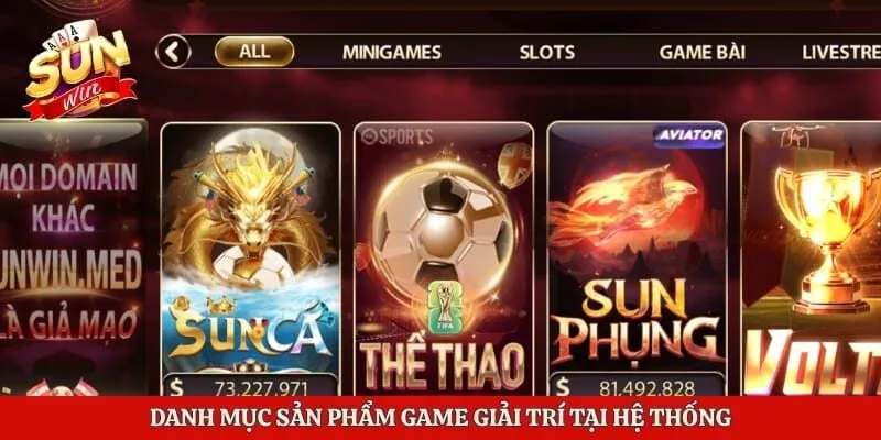 Danh mục sản phẩm game giải trí tại hệ thống