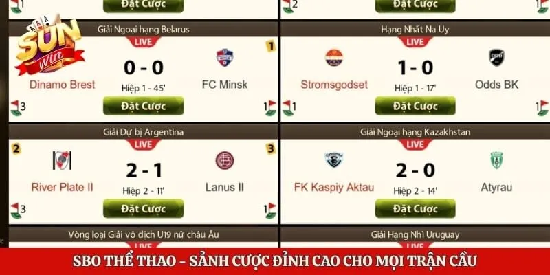 SBO Thể Thao - Sảnh Cược Đỉnh Cao Cho Mọi Trận Cầu