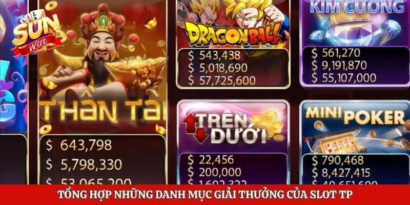 Tổng hợp những danh mục giải thưởng của slot TP